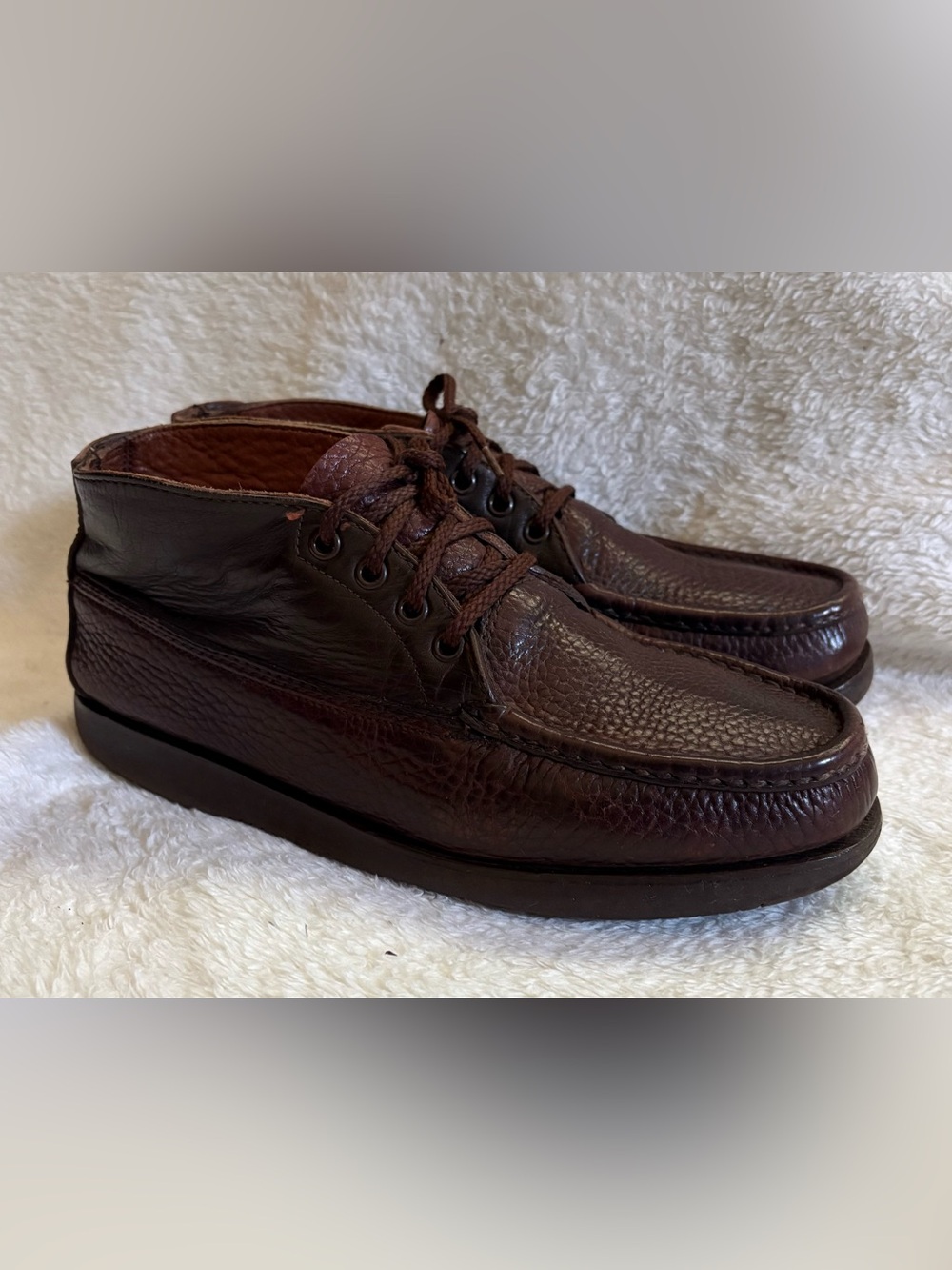 RUSSELL MOCCASIN CO Boots Sporting Clays Chukka Leather Brown Size 8.5 E USA